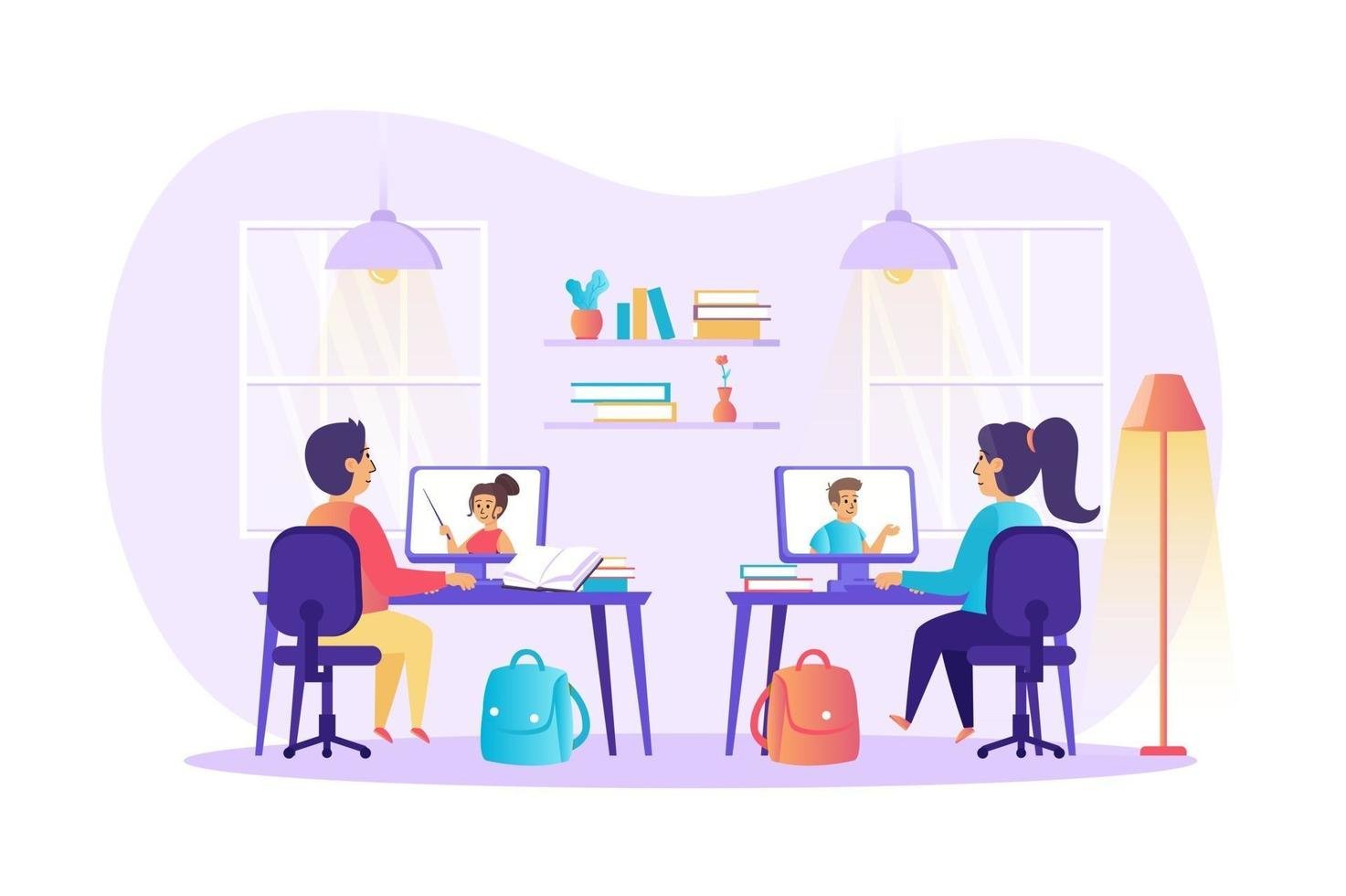 distant learning and online education concept illustration of people characters in flat design vector corporate e-learning