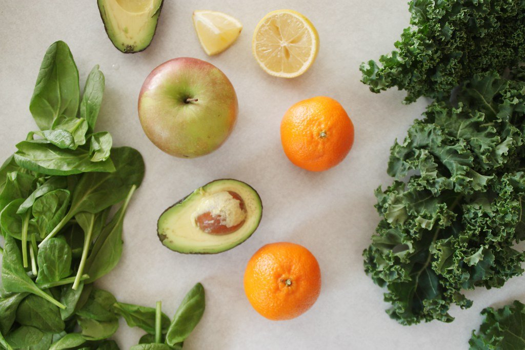 Healthy food flat lay