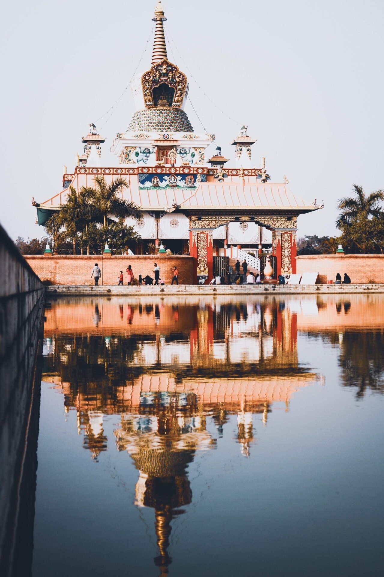 German Temple reflecting in a lake, Lumbini, Nepal